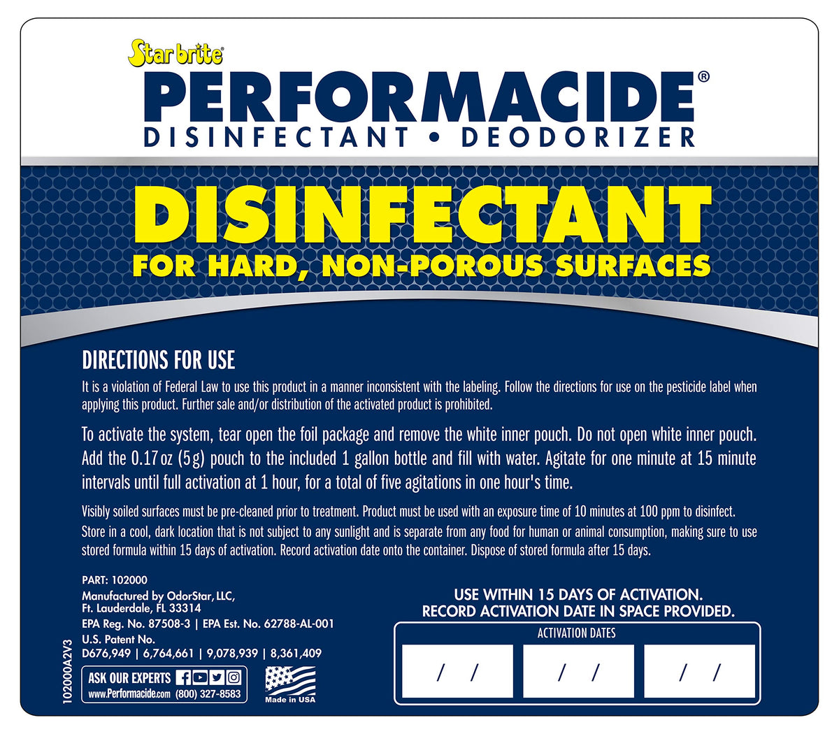 STAR BRITE 102000 Star Brite 102000 PERFORMACIDE DISINF 3 PK GALLON KIT