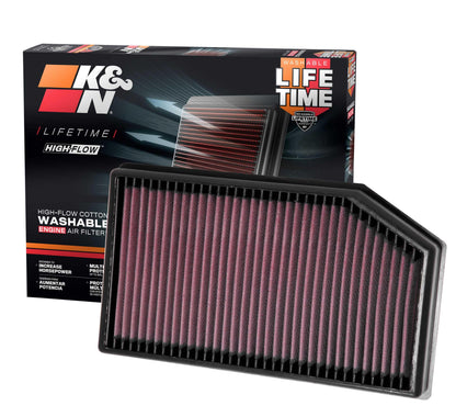 K&N FILTER 33-5076 K&N High-Flow Original Lifetime Engine Air Filter: Increase Power: Premium, Washable: Compatible with 2018-2026 JEEP: Gladiator, Wrangler, Wrangler JL, 33-5076