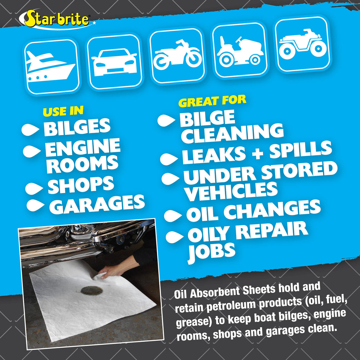 STAR BRITE 091845 Star Brite 091845 BILGE OILPADS-17 X 19 HEAVY WGHT5PK