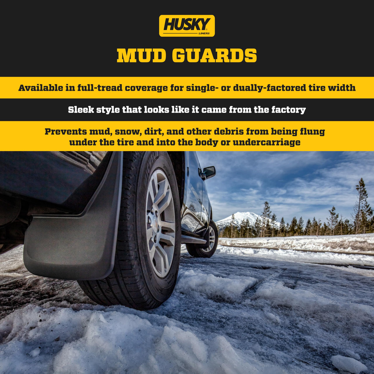 Husky Liners 58546 Husky Liners Custom Mud Guards – Fits 2024 Ford Ranger XLT, SuperCrew (Crew Cab),Will NOT FIT Raptor – Front & Rear, 4-pc Black - 58546
