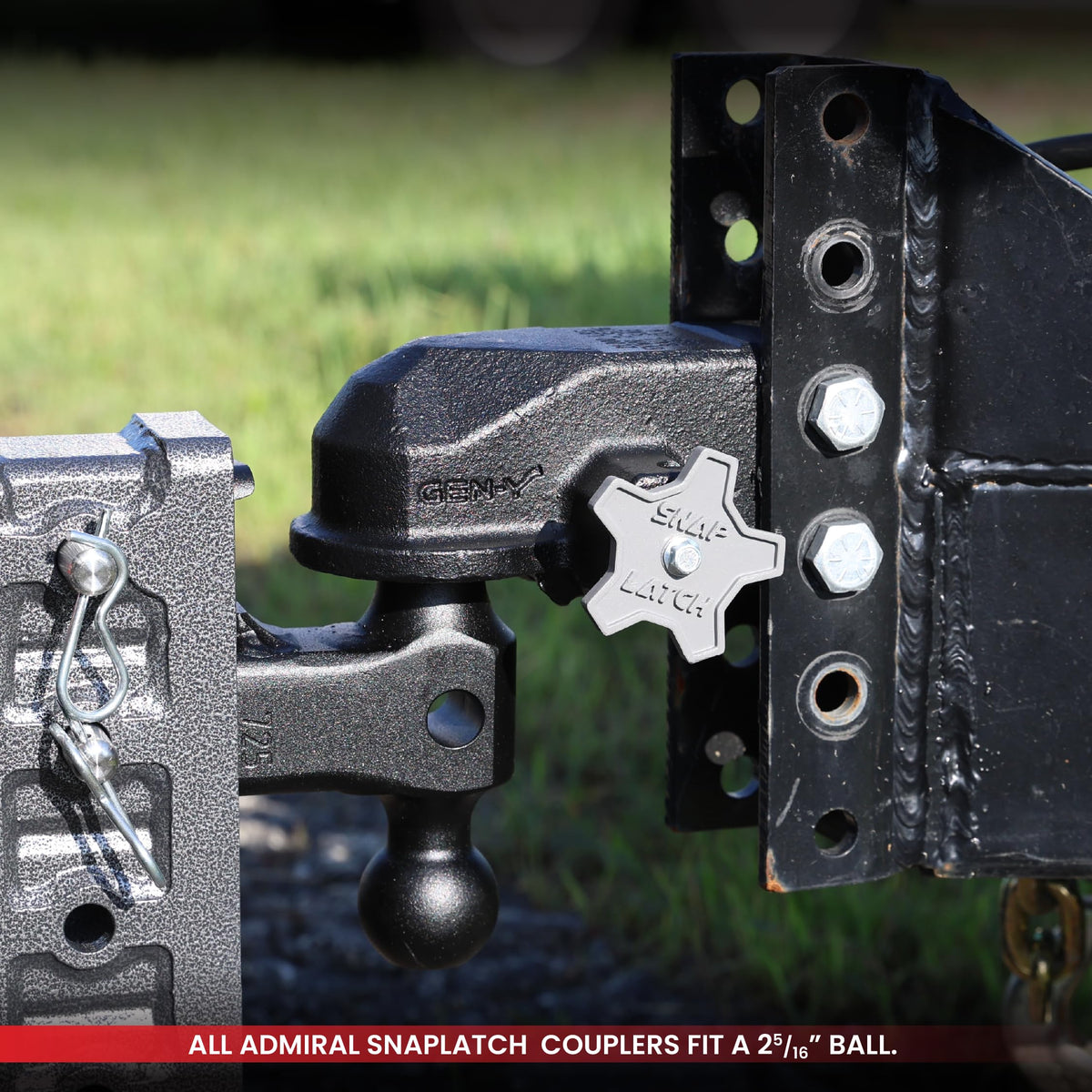 GEN-Y HITCH GH-24002 GEN-Y Hitch Flat Plate Mount Trailer Coupler with SnapLatch for 2 5/16" Ball, 32,000 lbs Towing Capacity, 3,200 lbs Tongue Weight, Made in USA, Black
