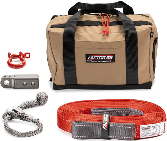 FACTOR 55 00485-06-MEDIUM Factor 55 Owyhee Tow and Recovery Kit for Trucks, Jeeps, and SUVs, with Gray Hitchlink and Medium Bag