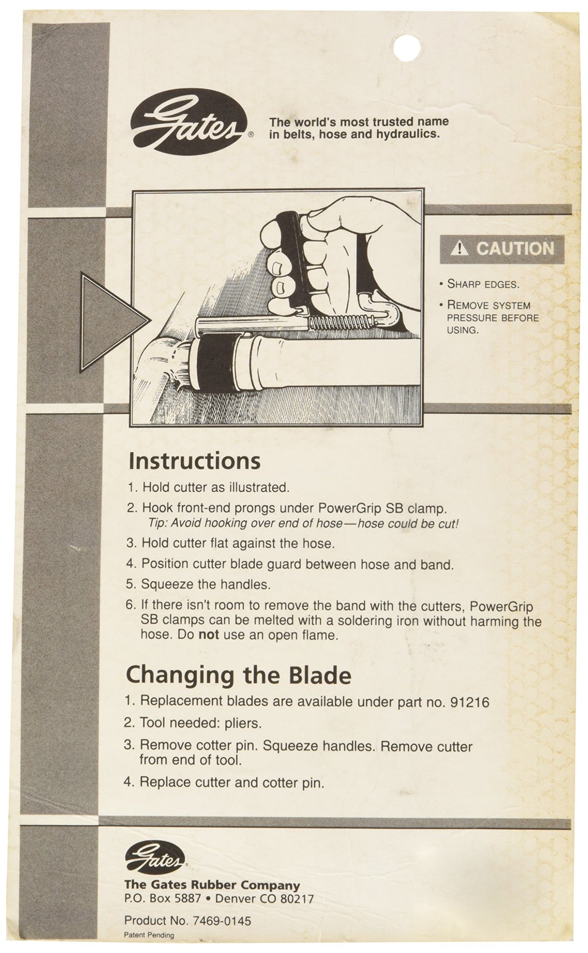 Gates 91215 Heavy Duty Power Grip Sb Clamp Removal Tool