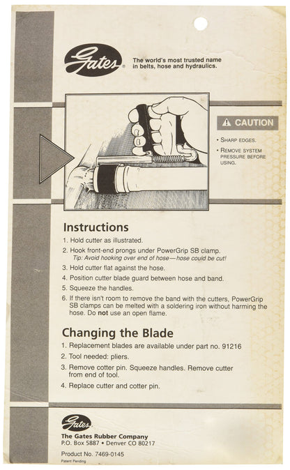 Gates 91215 Heavy Duty Power Grip Sb Clamp Removal Tool