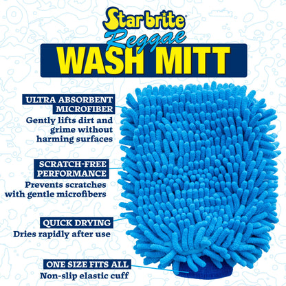 STAR BRITE 040105 STAR BRITE Microfiber Reggae Wash Mitt, Blue