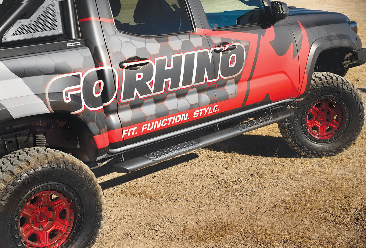 GO RHINO V3442987T Go Rhino V-Series V3 5" Side Steps & Mounting Brackets | Aluminium, Textured Black | V3442987T | Fits 2005-2023 Toyota Tacoma Double Cab Pickup