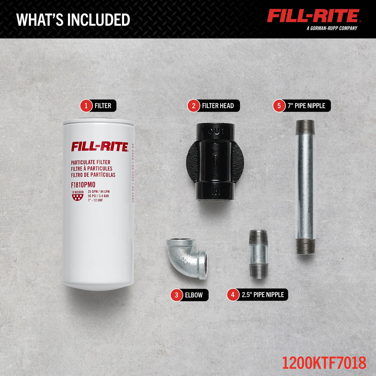 FILL RITE 1200KTF7018 Fill-Rite 1200KTF7018 18 GPM 10 Micron Particulate Filter Kit