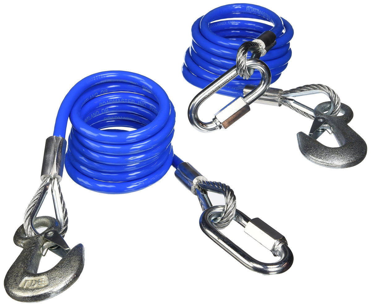 ROADMASTER 643 Roadmaster 643 Pair of Coiled Safety Single Hook Cables Compatible with Tow Bars & Towed Vehicles | 68" Long | 6,000 lb Capacity Per Pair | Provides Secure Safety Connection During Towing