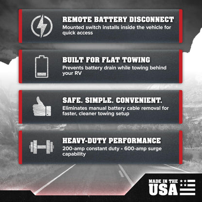 ROADMASTER 766 Roadmaster 766 Remote Battery Disconnect Compatible with Most RV & Towed Vehicle Applications | Includes Switch | Simplifies Battery Management for Flat Towing | Prevents Battery Drain | Built to Last