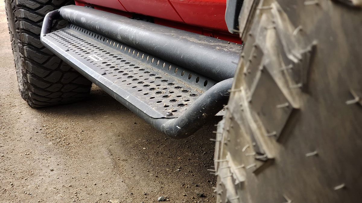 GO RHINO D14415T Go Rhino! Dominator Xtreme D1 Sidestep & Brackets | Mild Steel, Textured Black | D14415T | Fits 2007-2021 Toyota Tundra Double Cab Pickup