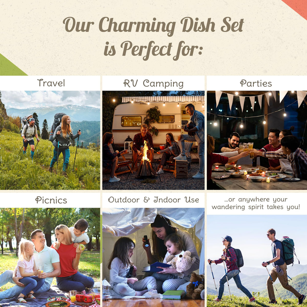 CAMP CASUAL CC-011RR Camping Plates Cups and Bowls Set - 8-pc Wheat Straw Dinnerware Sets - 2 Bowls, 2 Cups, 2 Small & 2 Large Indoor/Outdoor RV Dishes - BPA Free, Dishwasher & Microwave Safe Camp Casual (Rustic Red)