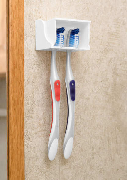 CAMCO 57203 Camco Pop-A-Toothbrush Bathroom Organizer | Features Protective Cover & Vented Design for Quick Drying | Great Addition to Bathroom Accessories, Bathroom Storage & More | Fits 2 Toothbrushes (57203)