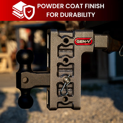 GEN-Y HITCH GH-614 GEN-Y Hitch Tow Hitch for 2.5" Receiver - 9" Drop/Rise with 4 Adjustable Positions, Includes Dual Ball Mount and Locking Pin, 21,000 lbs Towing Capacity, 3,000 lbs Tongue Weight, Silver