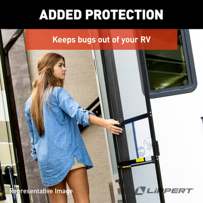 Lippert Components 730812 Lippert Screen Shot Automatic RV Screen Door Closer, 24" Length with Elastic Tab, Add-on Accessory Fits Lippert Entry Doors on 5th Wheel RVs and Travel Trailers - 730812