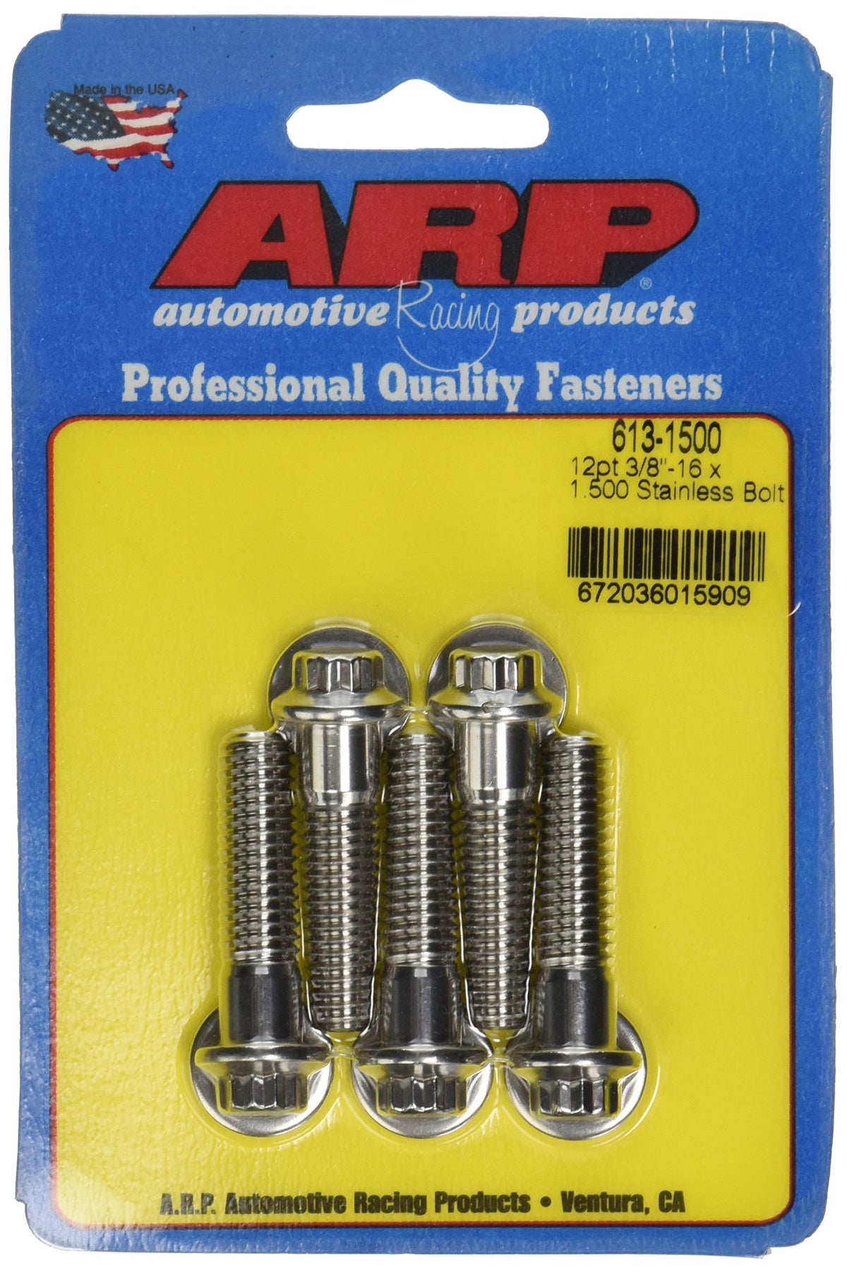 ARP 613-1500 ARP 6131500 Stainless Steel 3/8-16 12-Point Bolts - Pack of 5
