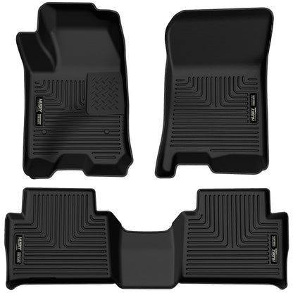 Husky Liners 54978 Husky Liners X-act Contour Floor Mats – Fits 2024-2026 Chevrolet Colorado & GMC Canyon Crew CAB ONLY – Front & 2nd Row, 3-pc Black - 54978