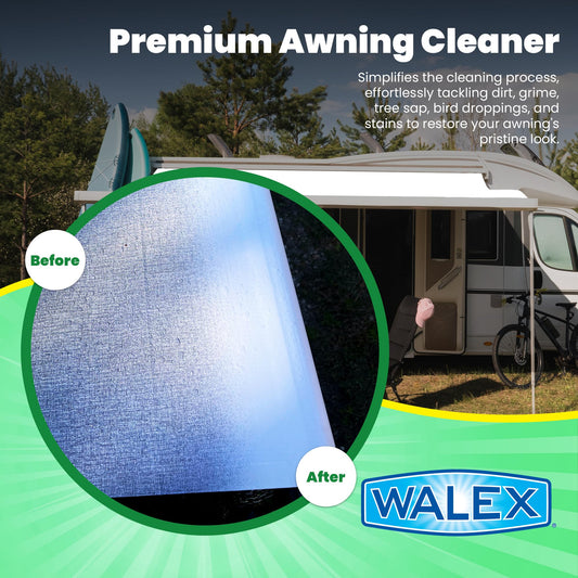 WALEX WALAC32 Walex RV Awning Cleaner - Safe for Vinyl & Fabric, Dissolves Tough Stains, Mold, Mildew, Dirt, Bird Droppings & More; Extends Awning Lifespan for RVs, Campers, Trailers & Motorhomes, 32 oz