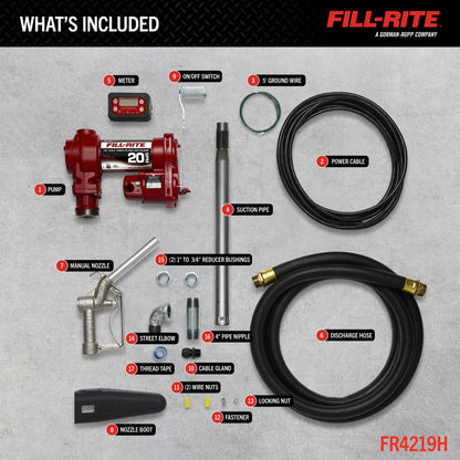 FILL RITE FR4219H Fill-Rite FR4219H 12V 20 GPM Fuel Transfer Pump with Standard Digital Meter Package | Gasoline, Diesel, Kerosene, Ethanol & Methanol Blends & Biodiesel