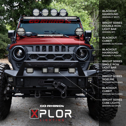 GO RHINO 750723213CSS Go Rhino Xplor Lighting: Bright Series 32" Single Row LED Light Bar | Side & Track Mount, Aluminum, Black | 750723213CSS