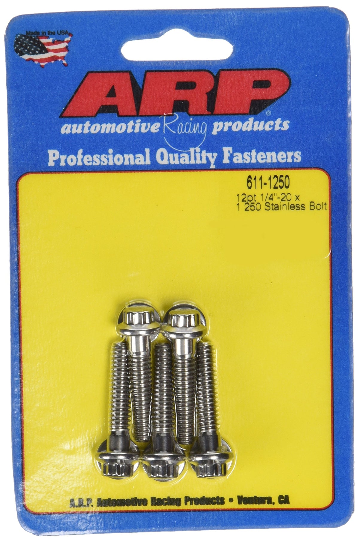 ARP 611-1250 ARP 6111250 Stainless Steel 1/4-20 12-Point Bolts - Pack of 5