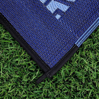 CAMCO 42876 Camco Large Reversible Outdoor Patio Mat - Easy to Clean, Perfect for Picnics, Cookouts, Camping, and The Beach (6' x 9', Lattice Blue Design) (42876)