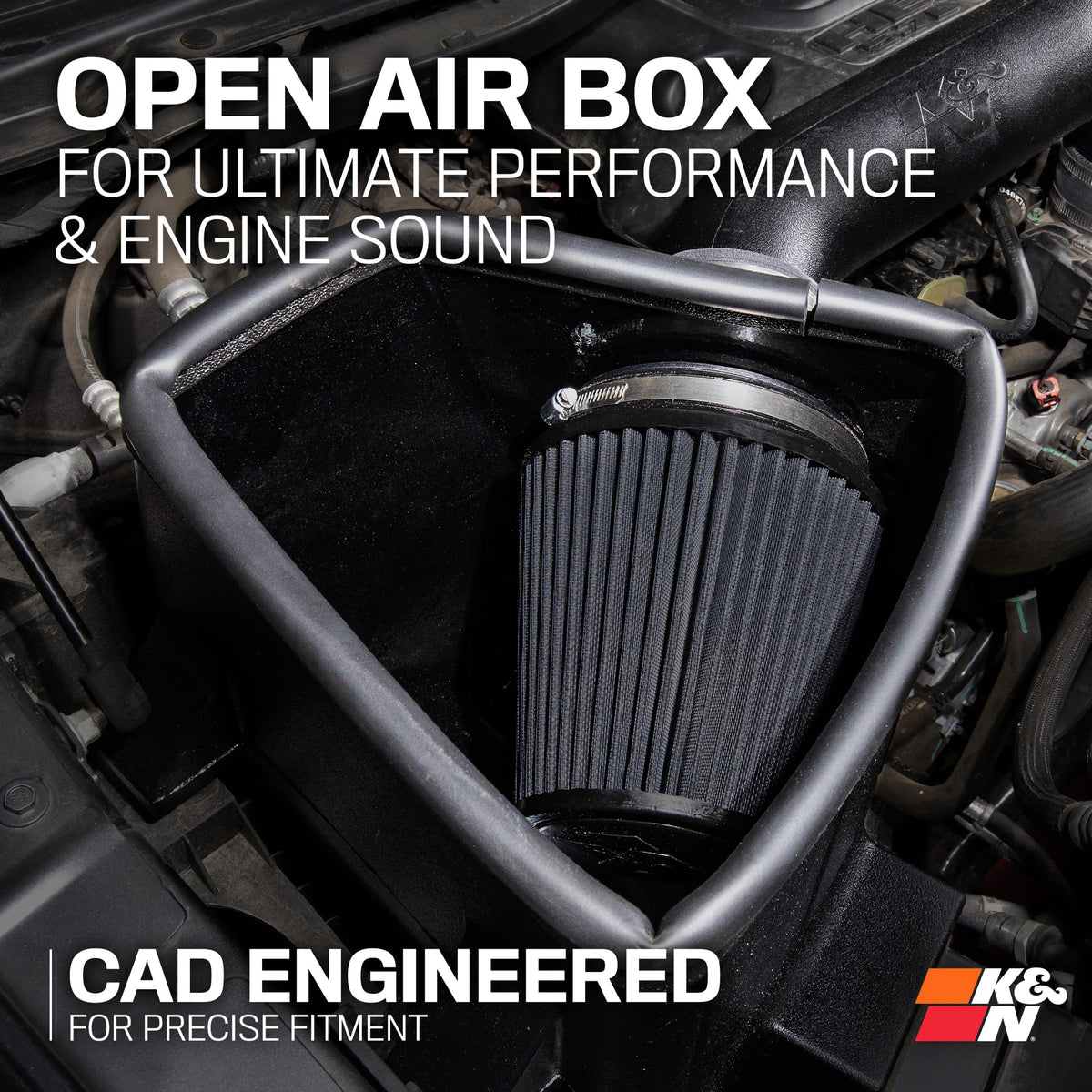 K&N FILTER 30-1578 K&N Cold Air Intake System: Dry-Flow Air Filter, Increase Performance & Towing: Compatible with 2019-2024 RAM 1500, 30-1578