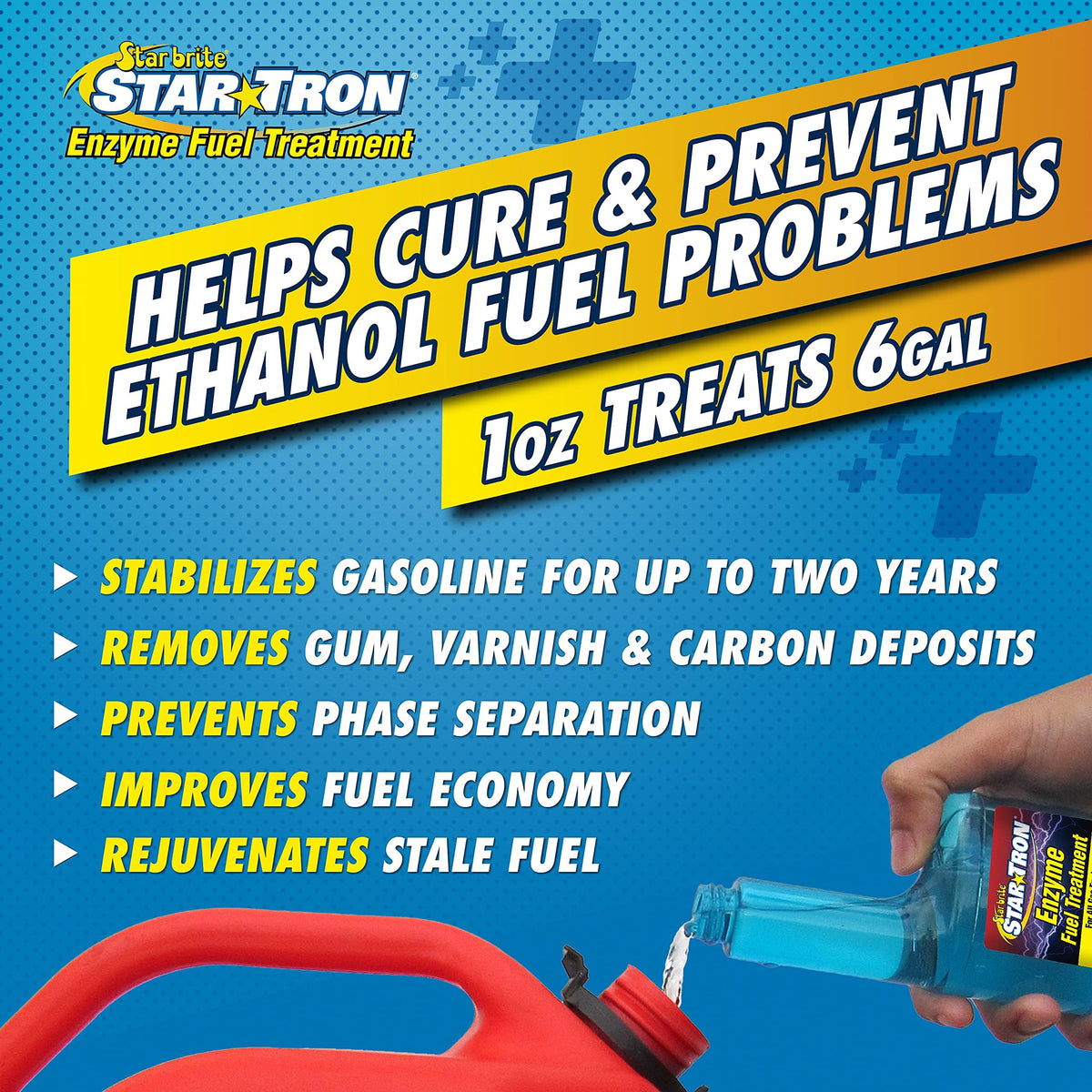 STAR BRITE 14308 STAR BRITE Star Tron Enzyme Fuel Treatment - Small Engine Formula – Gas Additive Rejuvenates & Stabilizes Old Gasoline - Cures & Prevents Ethanol Problems - 8 OZ (14308)