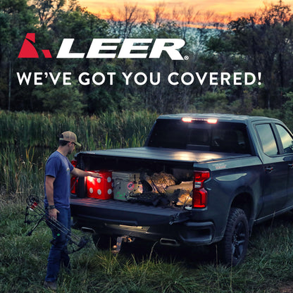 LEER 631300 LEER HF350M Tri-Folding Truck Bed Tonneau Cover, Fits Chevy Silverado and GMC Sierra 1500 Crew Cab, Years 2019-2026, 5'8" Truck Bed, Black