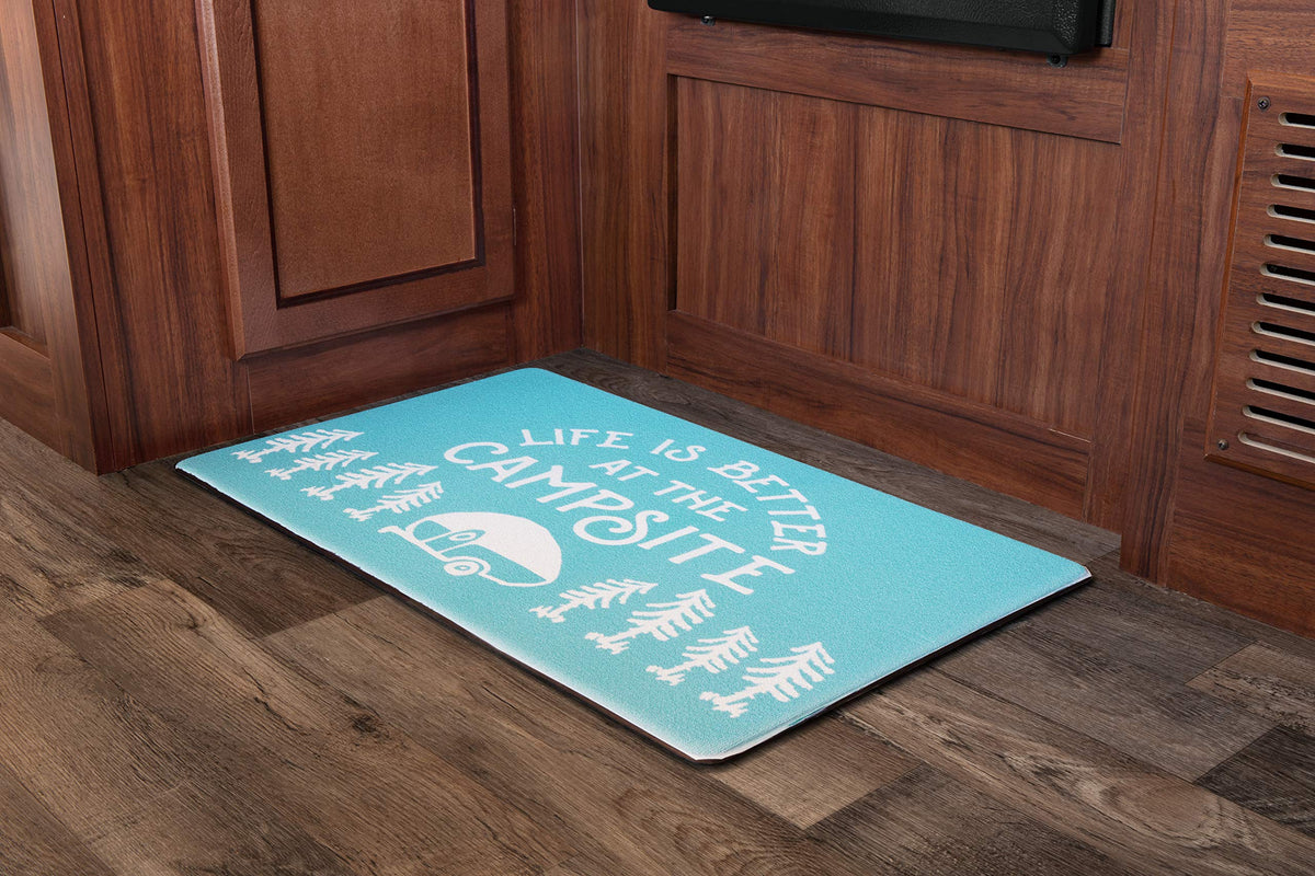 CAMCO 53435 Camco Life is Better at The Campsite Anti-Fatigue Kitchen Mat - Features RV Sketch Design - Reduces Discomfort While Standing for Extended Time - Features a Non-Slip Surface - 30 x 18 x 3/4 in (53435)