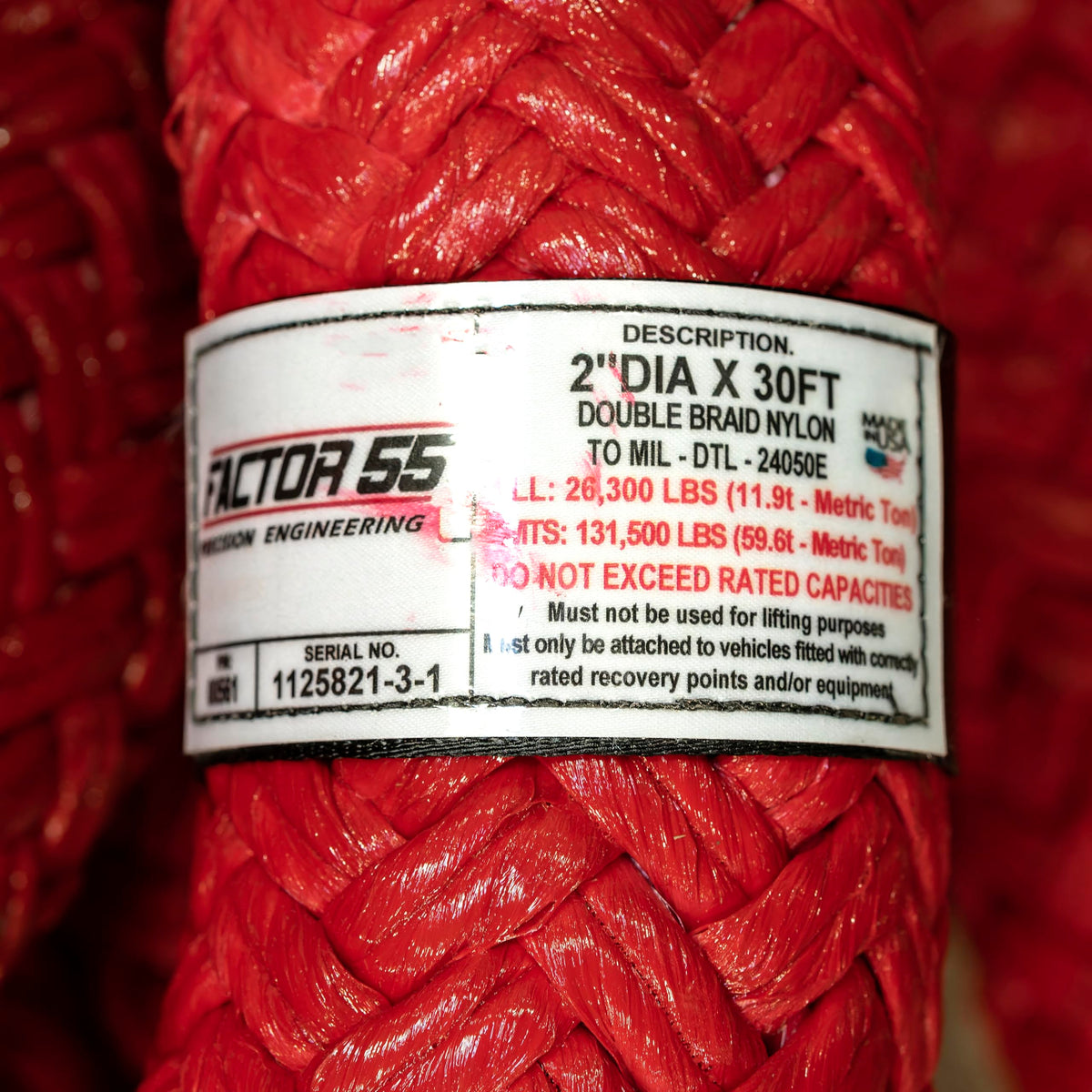 FACTOR 55 00561 Factor 55 Extreme Duty Kinetic Energy Recovery Rope, 2" Diameter x 30' Length