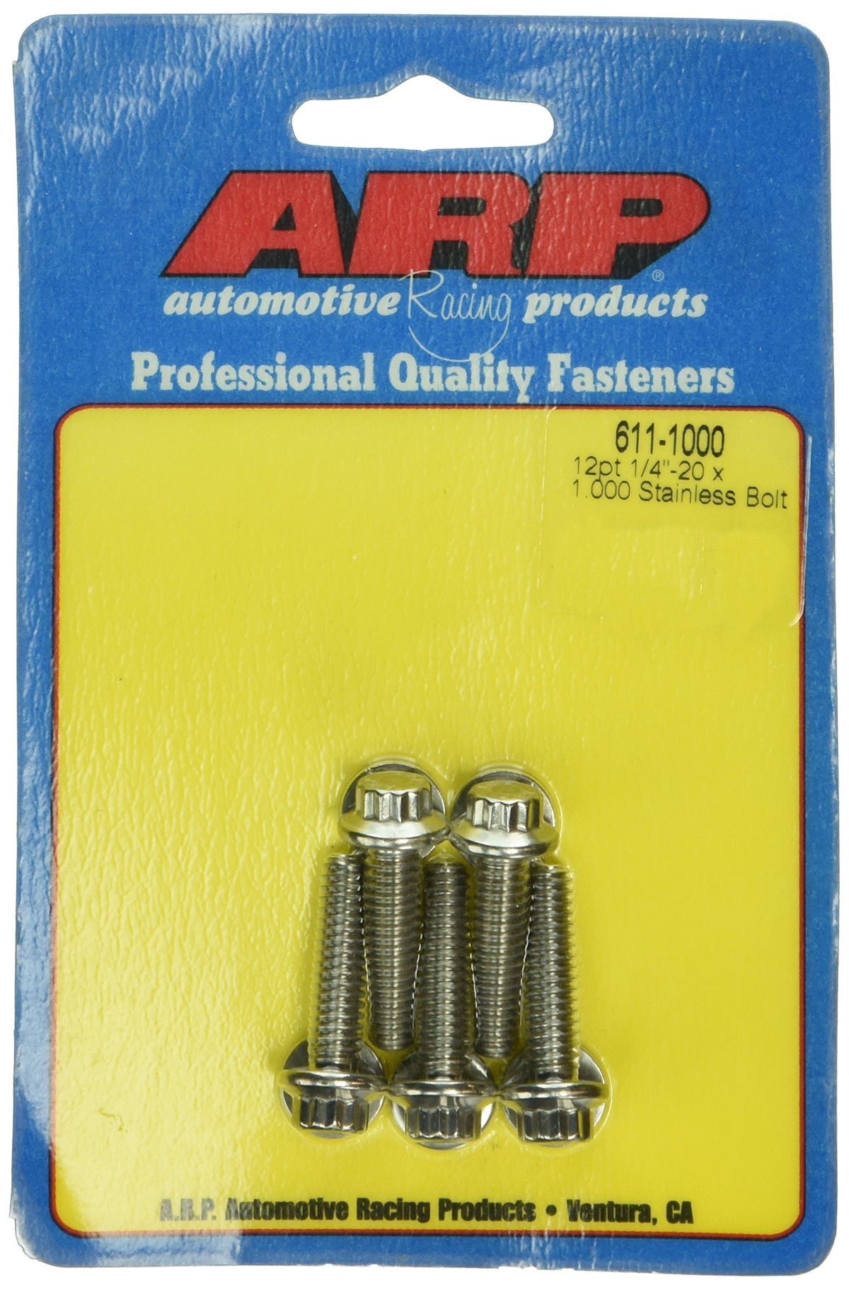 ARP 611-1000 ARP 6111000 Stainless Steel 1/4-20 12-Point Bolts - Pack of 5