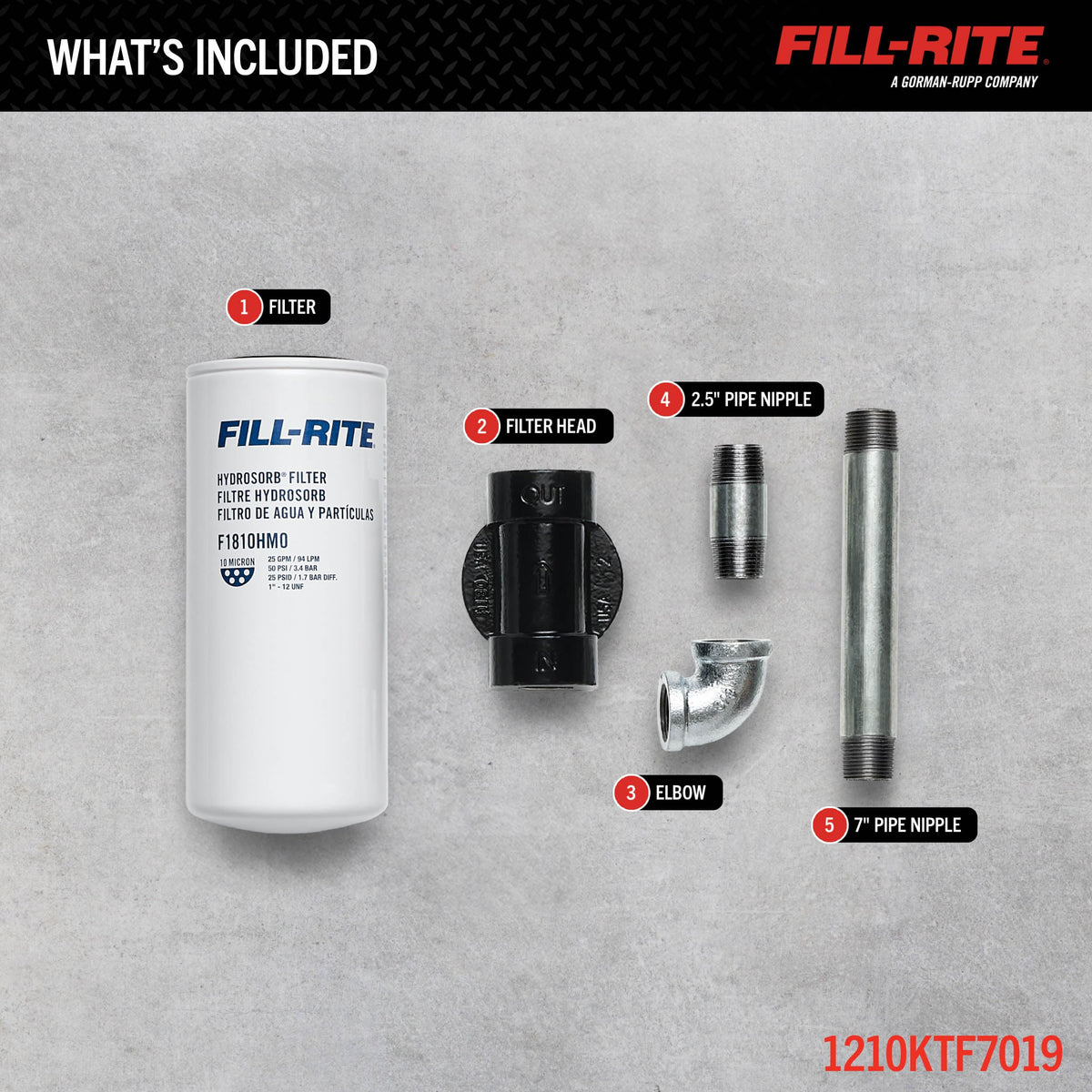 FILL RITE 1210KTF7019 Fill-Rite 1210KTF7019 3/4" 18 GPM (68 LPM) 10 Micron Hydrosorb Fuel Filter with Filter Head Kit