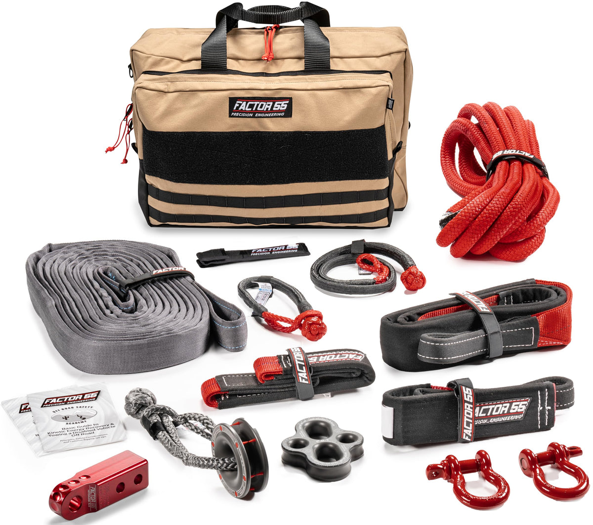 FACTOR 55 00480-01 Factor 55 Borah Full Featured Large-Size Recovery Kit for The Advanced Off-Roader with Red Hitchlink