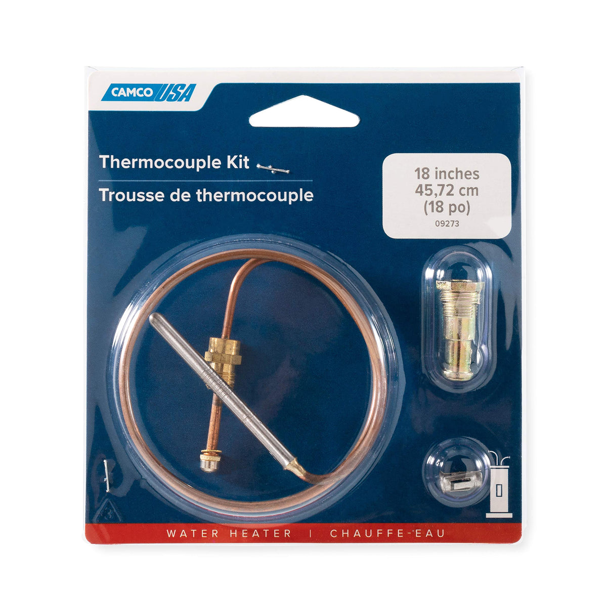 CAMCO 09273 Camco Camper/RV 18-Inch Thermocouple Kit | Features Multi-Thread & Clip-On Positioning Adapters (09273)