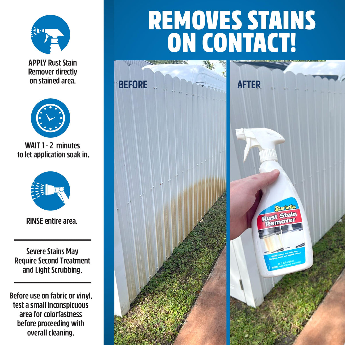 STAR BRITE 089200N STAR BRITE Rust Stain Remover - Easily Clean Corrosion Stains Off Fiberglass, Vinyl, Metal & Painted Surfaces, 128 oz - 1 Gallon