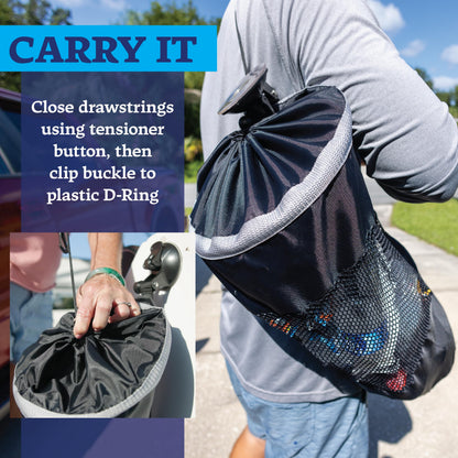 STAR BRITE 52074 STAR BRITE Mesh Trash Bag with Locking Suction Cup & Litter Guard Cinch Tie