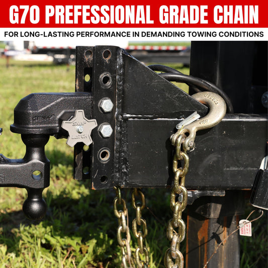 GEN-Y HITCH GH-70684 GEN-Y Hitch Towing Safety Chain for Trailers and RVs - 3/8 Inches x 84 Inches with 2 Safety Slip Hooks for Secure Attachment, 26,000 lbs Break Strength, Grade 70, Class 5 Rating