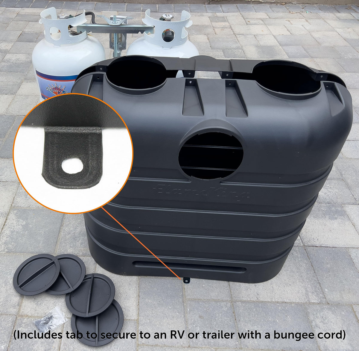 FLAME KING YSN-PCC-RV30 Flame King Dual 30LB LP Propane Tank Light Plastic Heavy Duty Cover for RV, Travel Trailer, Camper And Recreational Vehicle - Black