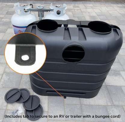 FLAME KING YSN-PCC-RV30 Flame King Dual 30LB LP Propane Tank Light Plastic Heavy Duty Cover for RV, Travel Trailer, Camper And Recreational Vehicle - Black