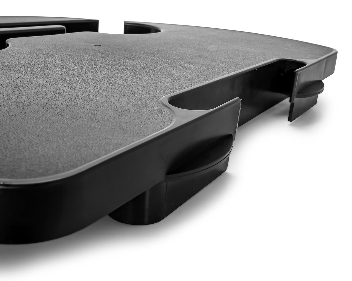 CAMCO 51834 Camco Zero Gravity Chair Tray – Clip‑On Side Table w/Cup Holders, Stemmed Glass Slot, Non‑Slip Textured Surface, Drainage Holes & Bag Hook – Fits up to 7/8” Frames – Durable Polymer, Black (51834)