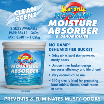 STAR BRITE 085401 STAR BRITE No Damp Moisture Absorber & Dehumidifier - Simple, Portable, Humidity Control for Boats, RVs, Seasonal Homes & More - Prevent Musty Odor & Moisture Damage