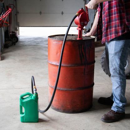 FILL RITE FR112 Fill-Rite FR112 Fuel Transfer Rotary Hand Pump w/Discharge Hose, Straight Spout, Vacuum Breaker, & Suction Pipe