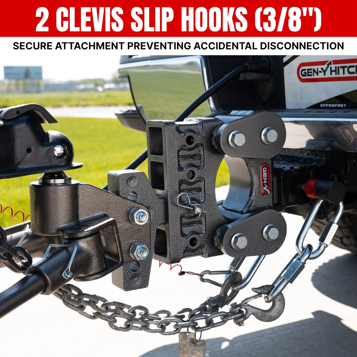 GEN-Y HITCH GH-70684 GEN-Y Hitch Towing Safety Chain for Trailers and RVs - 3/8 Inches x 84 Inches with 2 Safety Slip Hooks for Secure Attachment, 26,000 lbs Break Strength, Grade 70, Class 5 Rating