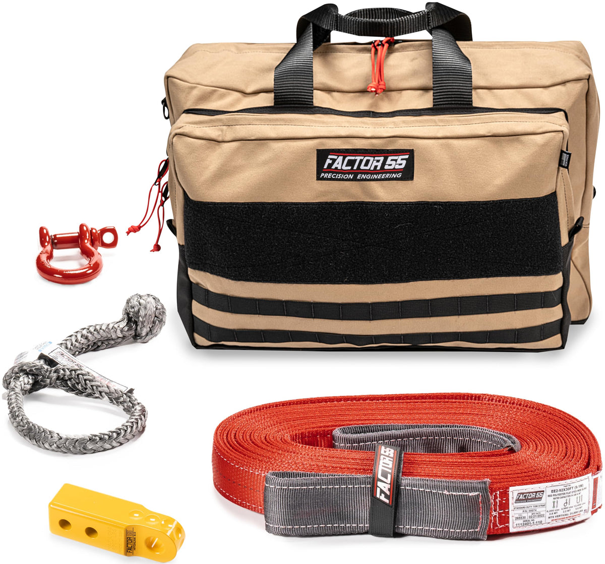 FACTOR 55 00485-03-LARGE Factor 55 Owyhee Tow and Recovery Kit for Trucks, Jeeps, and SUVs, with Yellow Hitchlink and Large Bag