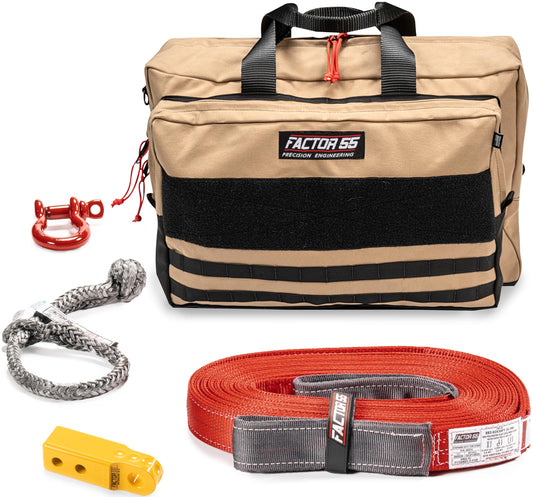 FACTOR 55 00485-03-LARGE Factor 55 Owyhee Tow and Recovery Kit for Trucks, Jeeps, and SUVs, with Yellow Hitchlink and Large Bag