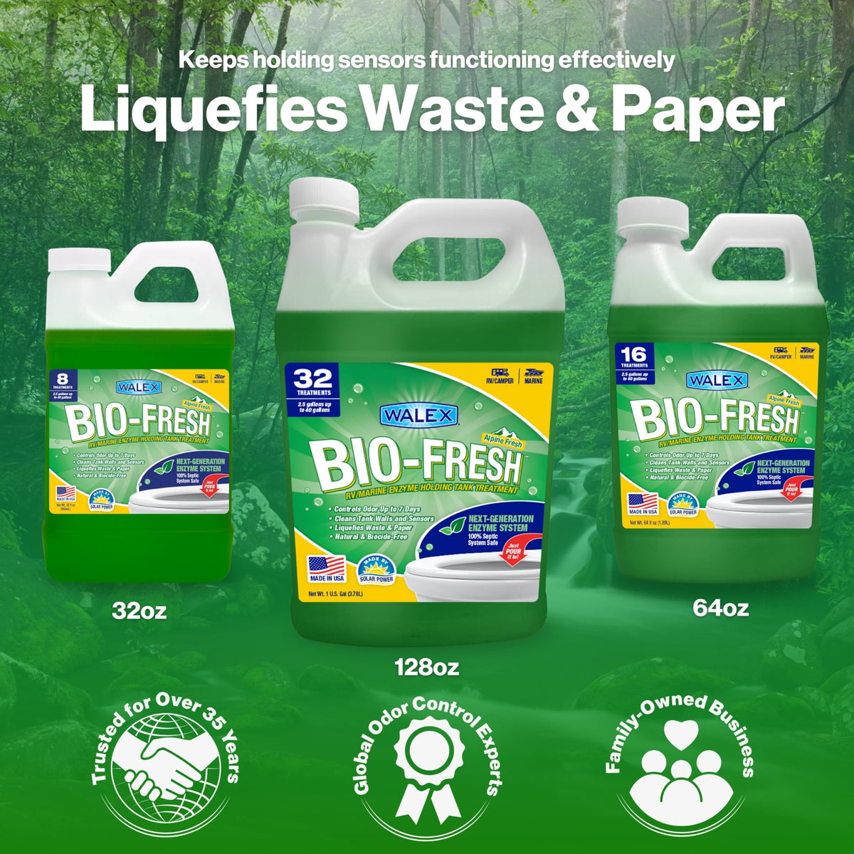 WALEX BIOFRAF1G Walex Bio-Fresh Liquid RV Black Tank Treatment - Alpine Fresh, 1-Gal