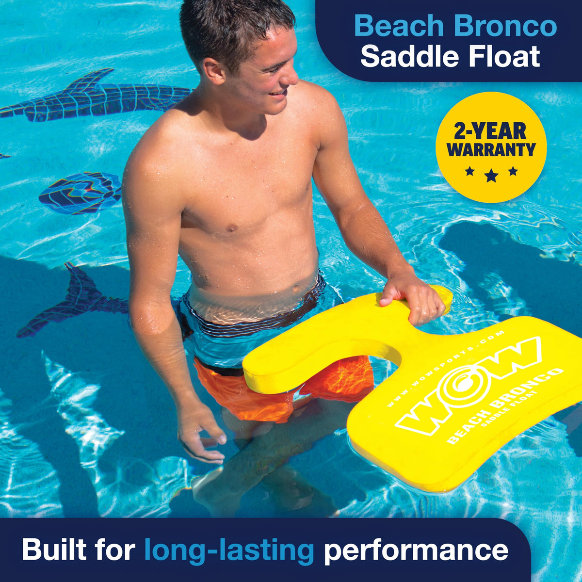 WOW SPORTS 14-2150 WOW Sports Foam Water Saddle Float - Yellow - Hands-Free Pool Seat