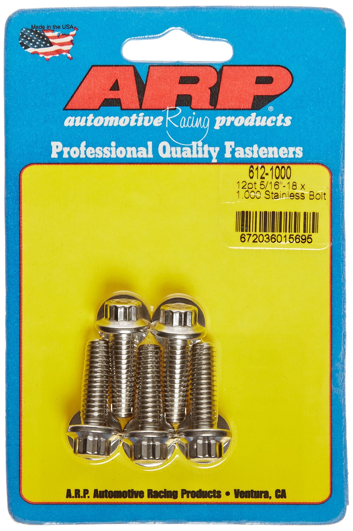 ARP 612-1000 ARP 6121000 Stainless Steel 5/16-18 12-Point Bolts -5 Count