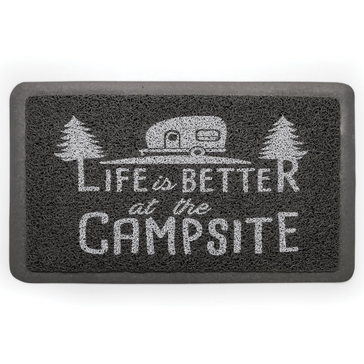 CAMCO 53200 Camco Life is Better at The Campsite Scrub Mat - 26.5" by 15" - Non-Slip Backing - Gray/White - 53200