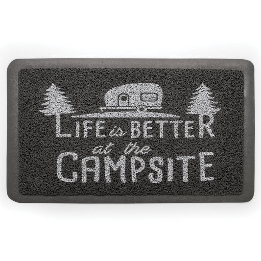 CAMCO 53200 Camco Life is Better at The Campsite Scrub Mat - 26.5" by 15" - Non-Slip Backing - Gray/White - 53200